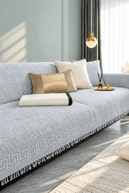 Versace Desenli Koltuk Örtüsü 180x220 cm Çekyat Kanepe Örtüsü