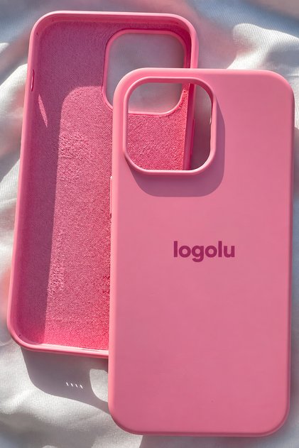 iPhone 16 Pro için Kılıf Lansman Logolu İçi Yumuşak Kadife 16 Pro kılıfı silikon ŞEKER PEMBE