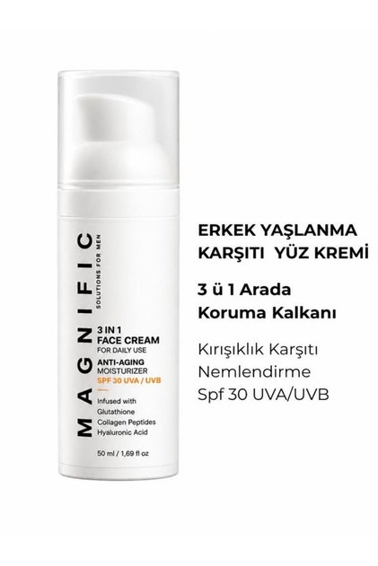Erkek Yüz Kremi Kırışıklık Karşıtı Anti Aging Nemlendirici SPF 30