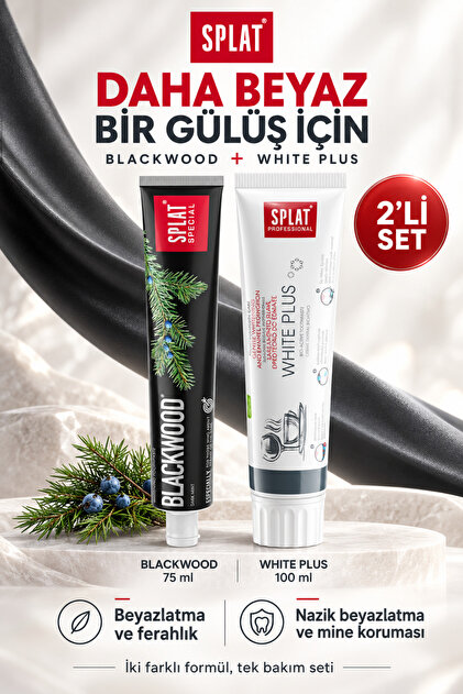 Blackwood Siyah Diş Macunu 75 ml Güçlü Beyazlatma + White Plus Diş Macunu 100 ml