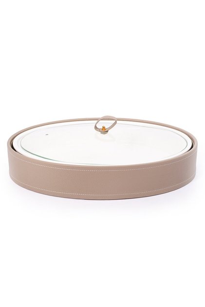 Oval Tray with Leather Basket Size 16
