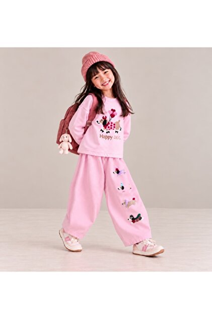 Girl's Dog Embroidered Suit