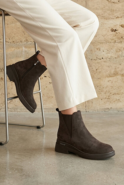, Women's Genuine Leather Boots 163359Z6302 Brown