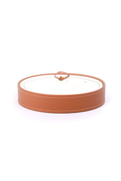 Oval Tray with Leather Basket Size 12