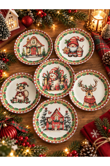 Christmas Merry Christmas 6-Piece 26 cm Stoneware Serving Plate