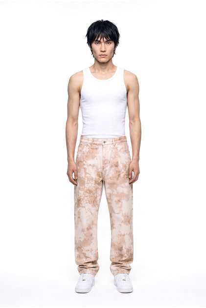 Men's Safari Baggy Jean Trousers Beige