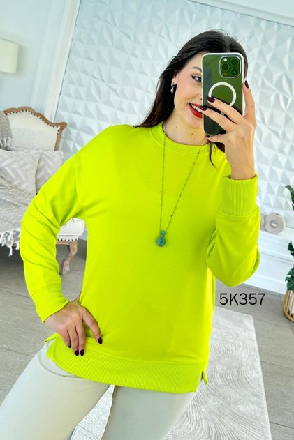 Bisiklet Yaka 2 İplik Sweatshirt 5K357