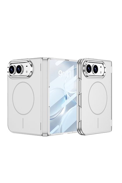 iPhone Duo Compatible Case Magsafe Supported Kipta Kpt-14 Hard Pc Cover - Silver - T44313