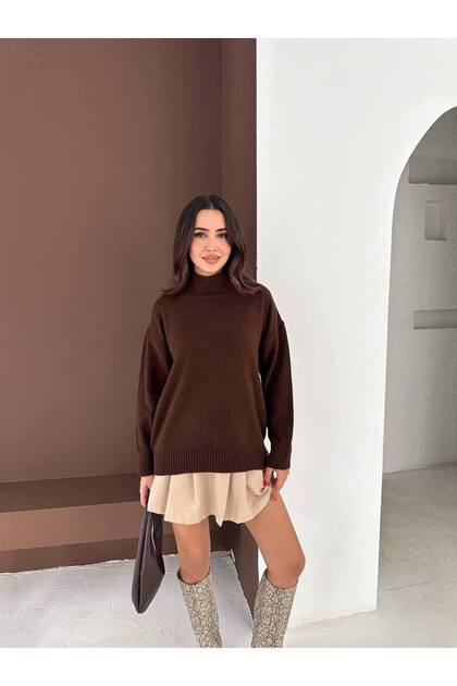 Women's Turtleneck Oversize Long Sleeve Soft Textured Knit Sweater
