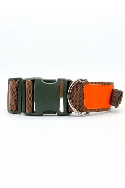 Tactical Dog Collar - Orange with Grab Handle and Clip