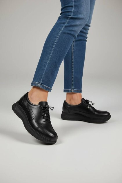 Genuine Leather Full Orthopedic Soft Sole Smart Lace-Up Women's Shoes