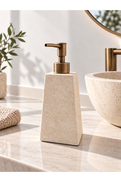Travertine Liquid Soap Dispenser Decorative Bathroom Accessory Sink Soap Dispenser