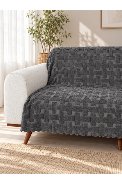 Premium Dot Tabanlı Kabartma Desenli Koltuk Örtüsü Çekyat Örtüsü Koltuk Şalı 160x205 cm