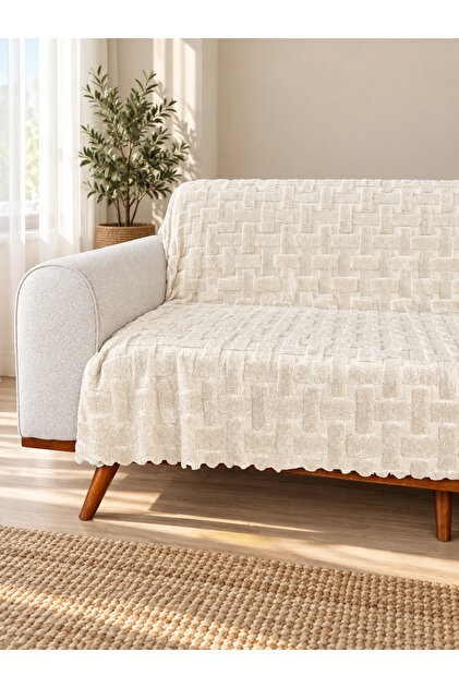 Premium Dot Tabanlı Kabartma Desenli Koltuk Örtüsü Çekyat Örtüsü Koltuk Şalı 160x205 cm