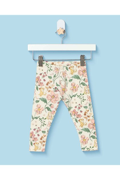 Infant Girls Cream All Over Print Leggings