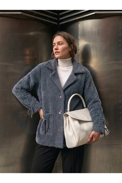Angora Beard Yarn Knitted Women's Jacket