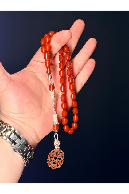Ottoman Simile Crimped Amber Prayer Beads Trabzon Kazaz Tassel