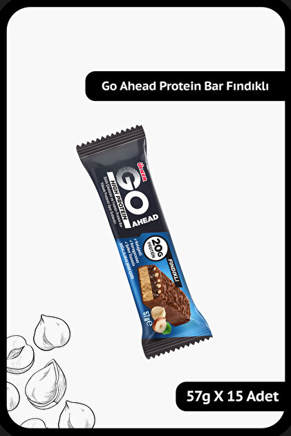 GO AHEAD High Protein Bar - Sütlü Çikolatalı ve Fındıklı - 57 gram - 15 Adet