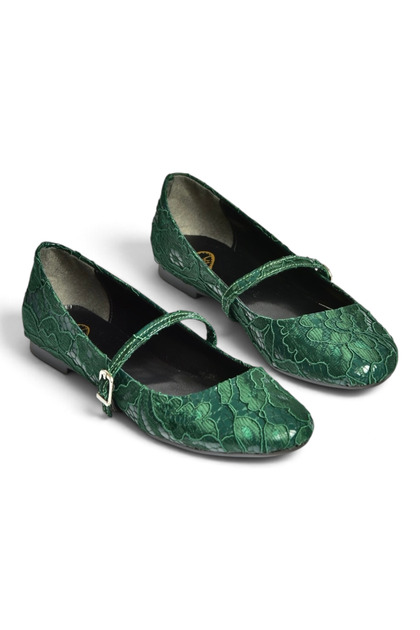 Z726232704 Green Fabric Banded Women's Ballerinas