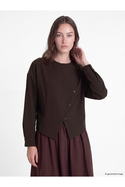 Quality Pieces from Çelebi Store Asymmetrical Buttoned Blouse