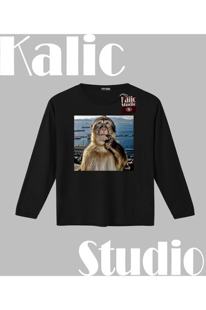 Thinking Monkey Long Sleeve T-Shirt Black