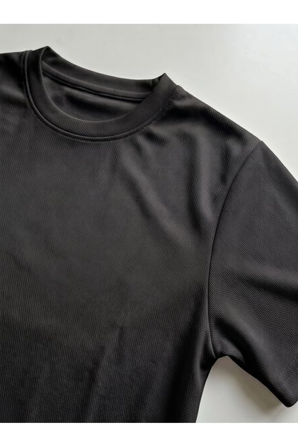 Makiteks Unisex Black Dry Touch Breathable Short Sleeve Sports T-Shirt Quick Drying Running Fitness Training T-Shirt