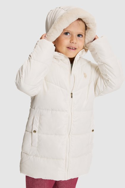 Girl's Cream Coat 50328232-Vr256