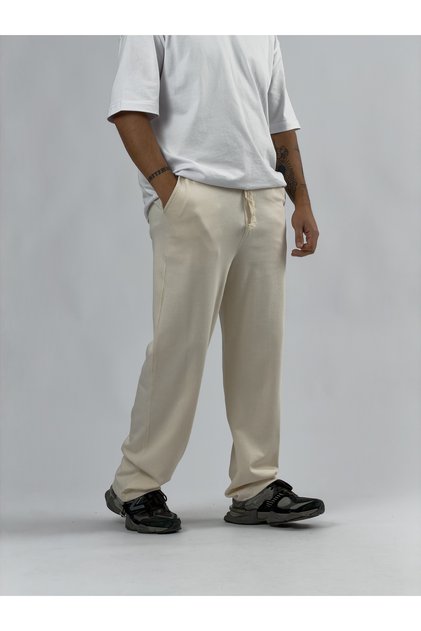 Regular Beige Men's Jogger Pants with Adjustable Legs Coc3568