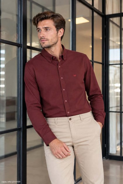 Men's Striped Knitted Slimfit Long Sleeve Shirt 71