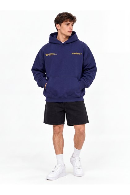Unisex Minimal Printed 3-Yarn Oversize Hoodie – with Hood and Kangaroo Pocket