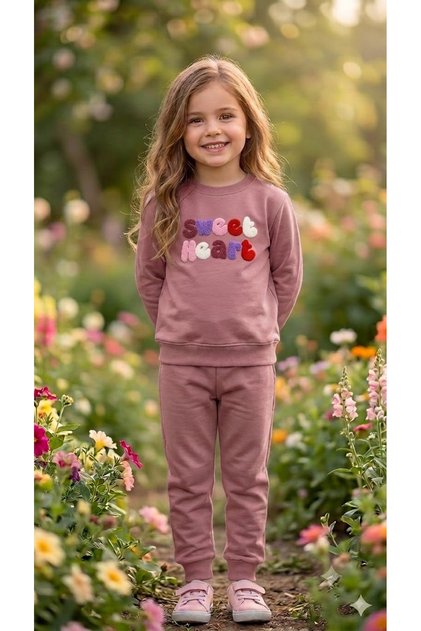 Girl's Winter Tracksuit Set Sweatshirt Bottoms Cotton Three-Thread Ribbed 3-4-5-6-7 Years Old (Please Choose One Size Larger)
