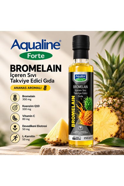 Aqualine Forte – Ananas Kaynaklı Bromelain Enzimi İçeren Sıvı Takviye Edici Gıda 250 ml