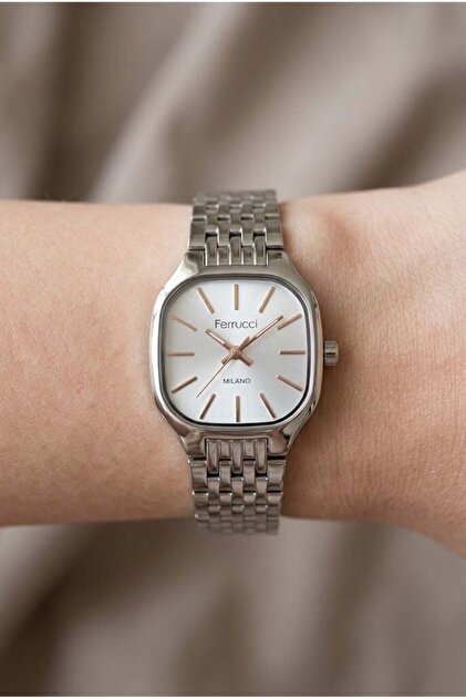 Minimal Şık Kadın Kol Saati | 23 mm Çelik Kordon, Gümüş Kadran