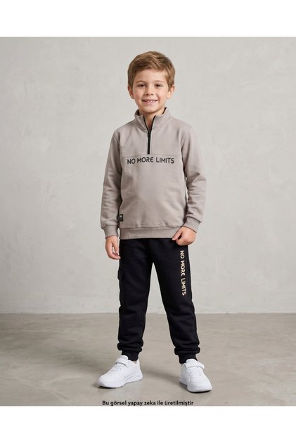 Boys 10-11-12-13-14 Years Old, 2-Piece Tracksuit Set with Zippered Stand Collar Sweatshirt and Sweatpants