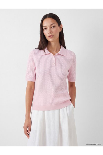 Nevavm Farkıyla Lcw Everyday Pink Polo Collar Women's Knitwear Sweater