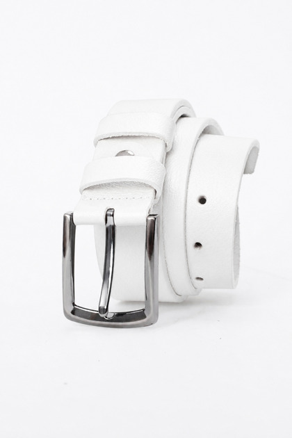 100% Genuine Men's Buffalo Leather Jeans Belt 4 cm White