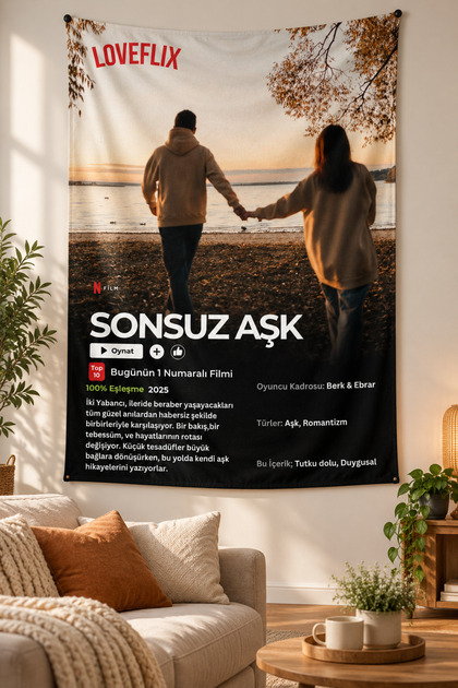 Sevgiliye Hediye - Kişiye Özel Netflix Film Dekoratif Duvar Örtüsü Duvar Halısı
