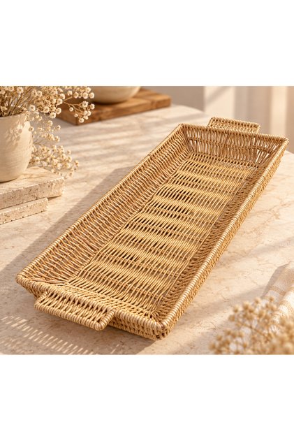 Wicker Weave Rectangular Decorative Serving and Presentation Tray