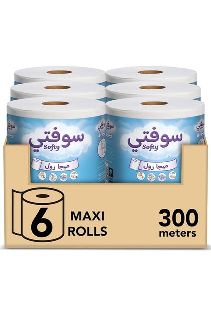 مناديل ورقية للمطبخ، مناديل ورقية كبيرة، 6 لفات × 300 متر، امتصاص عالي متعدد الأغراض