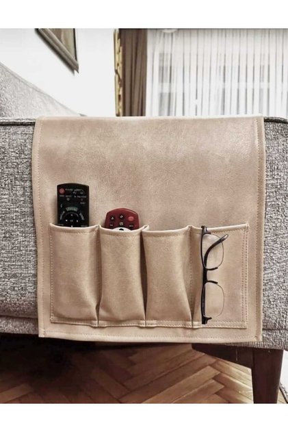Leather remote control seat side organizer 1st class fabric side table