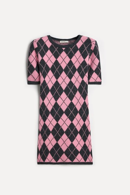 Women's Gray Plaid A-Form Mini Dress