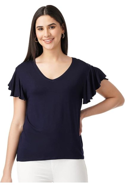 بلوزة نسائية من FYLTR بقصة عادية ولون موحد (FYLSS23WKT-005_Heavy Navy S)