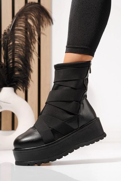 Ghete dama îmblanite negre din piele ecologica Ellis #30644 - 36