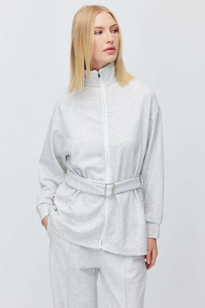 Women's Belted High-Neck Sweatshirt