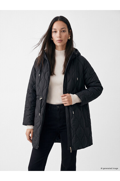 Alita City Farkıyla Lcw Everyday Black Hooded Oversize Women's Puffer Coat
