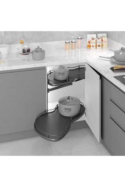 Rotating Table Blind Corner Mechanism Left Bean Anthracite with Brake 45cm (S-3013-A)