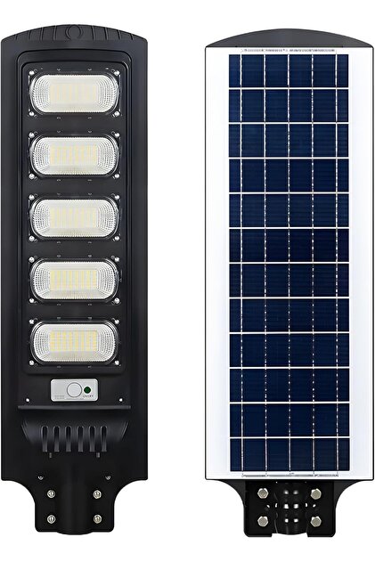 مصباح الشارع الشمسي OKELY IP66 - إضاءة LED خارجية متكاملة مع جهاز تحكم عن بعد ومستشعر حركة (أبيض)