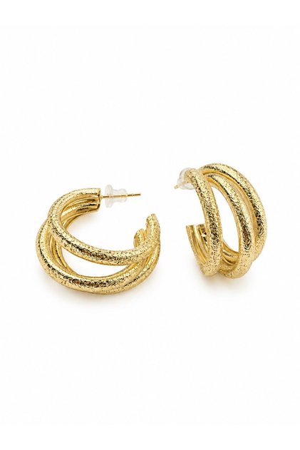Curved Tube Row Gold Half Hoop Earrings