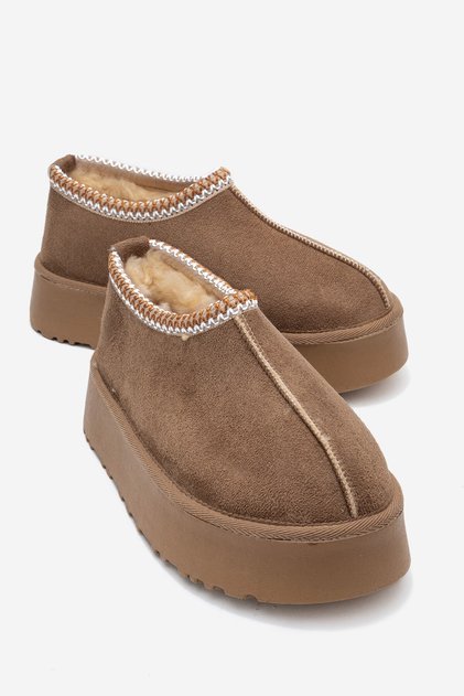 High-Sole Short Mini Boots Dark Mink Brown