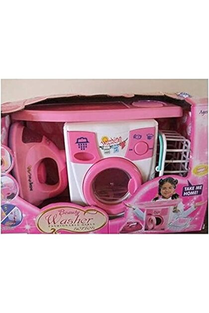 Girls Laundry Toy Set - Washing Machine, Iron and Basket
